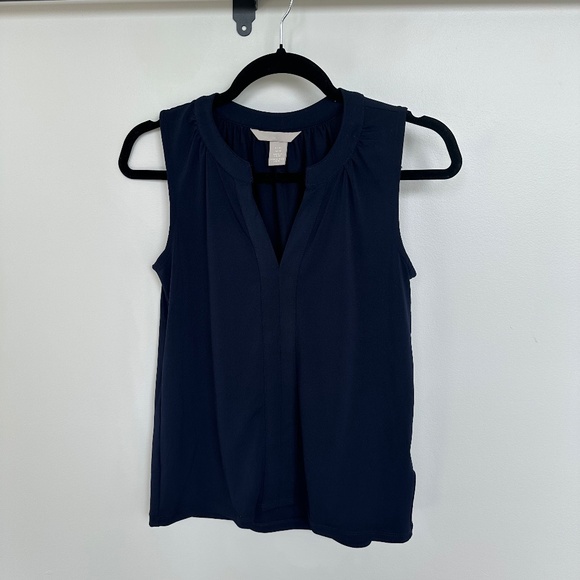 H&M V-Neck Navy Blouse (XS) - Picture 1 of 2